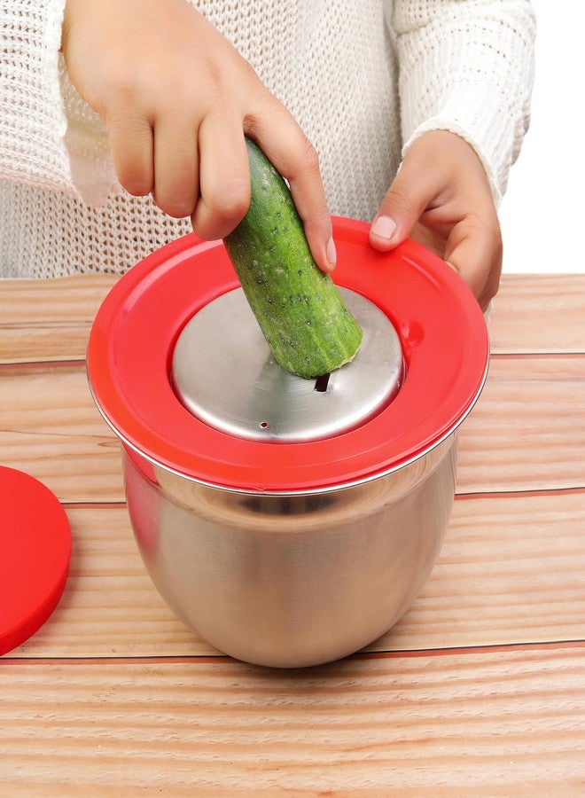 perch وعاء بيرش متعدد الاستخدامات من الفولاذ المقاوم للصدأ مع 3 مبشرات قابلة للتبديل وغطاء محكم الإغلاق | مبشرة للخضراوات والجبن | وعاء تخزين وخلط للمطبخ - Image 5